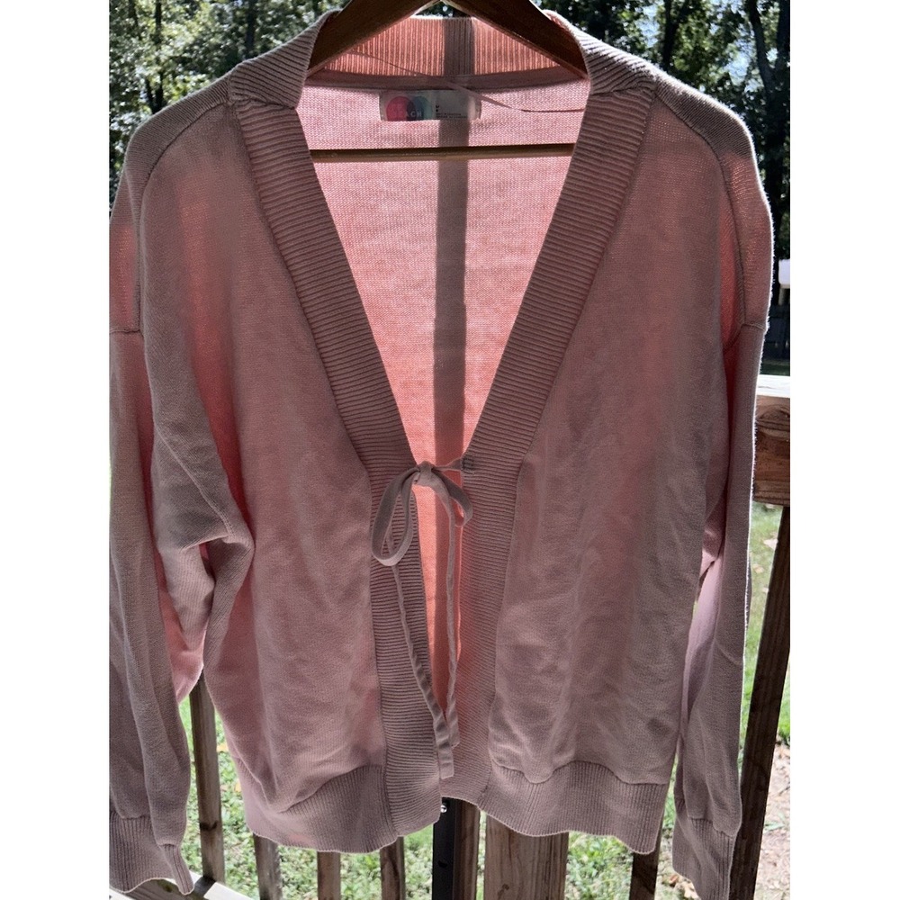 FP BEACH SWEATER CARDIGAN BOW CLOSURE LARGE